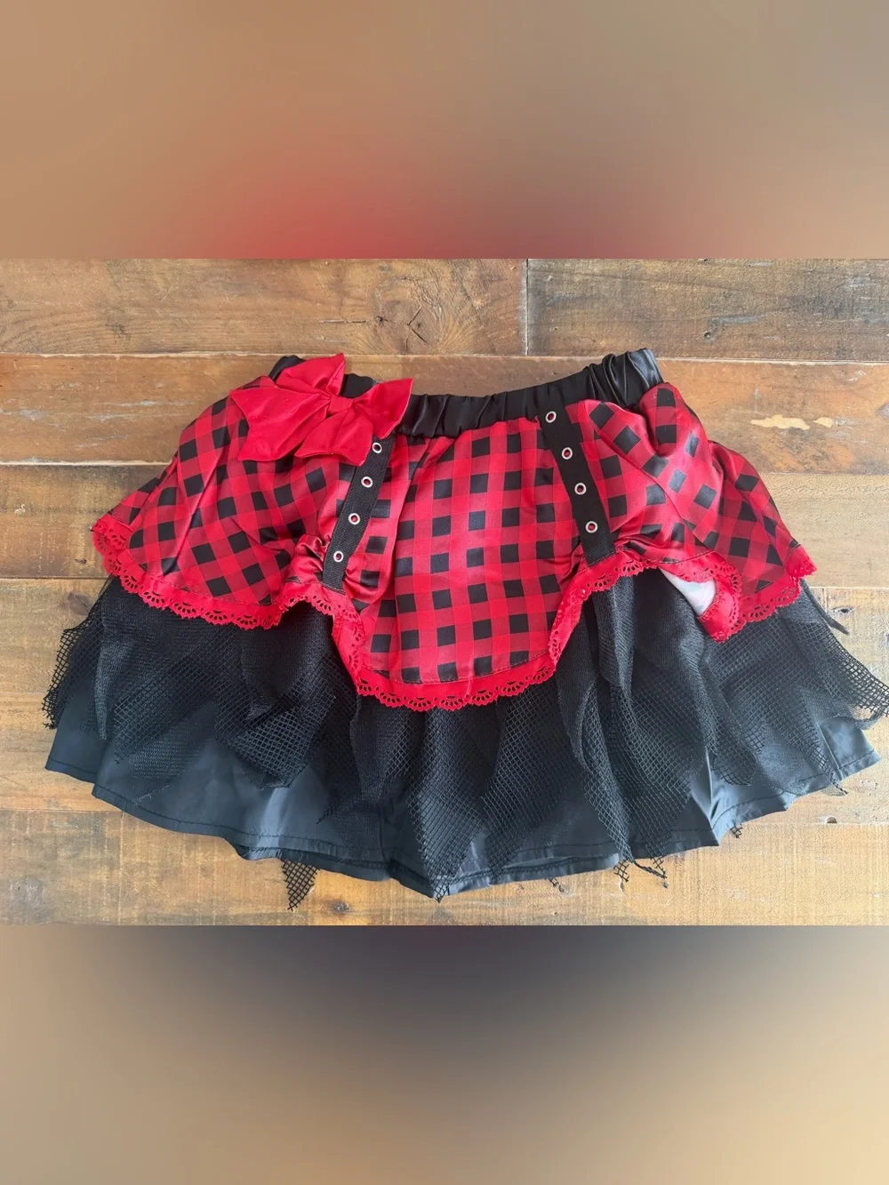 Dark Riding Hood Red & Black Halloween Tutu Skirt - Child One Size